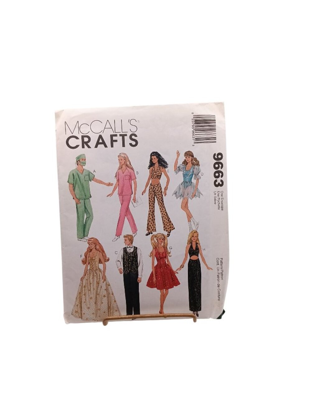 UNCUT Vintage McCalls Crafts 9663 Fashion Doll Clothes Sewing Pattern For Glamou